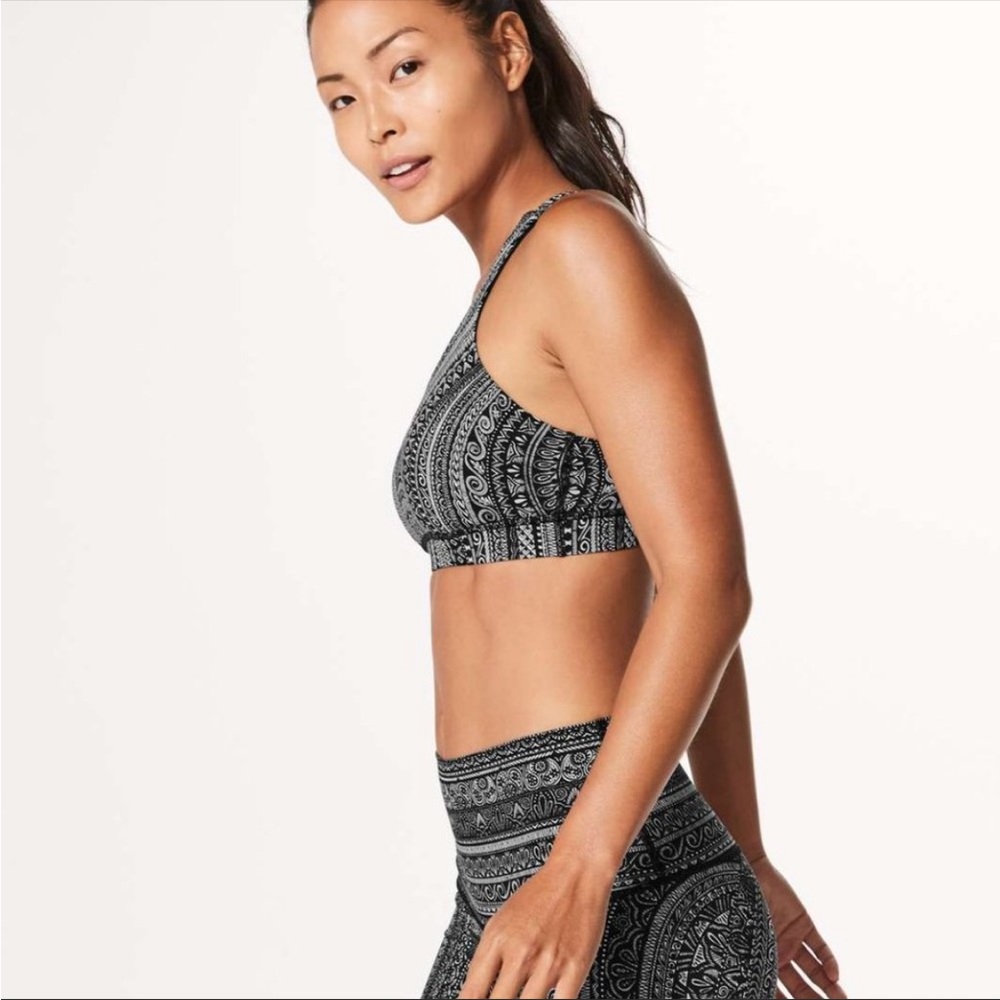 Lululemon Energy Bra Nulux Entwined Ice Grey Black Size 4 - Picture 8 of 10